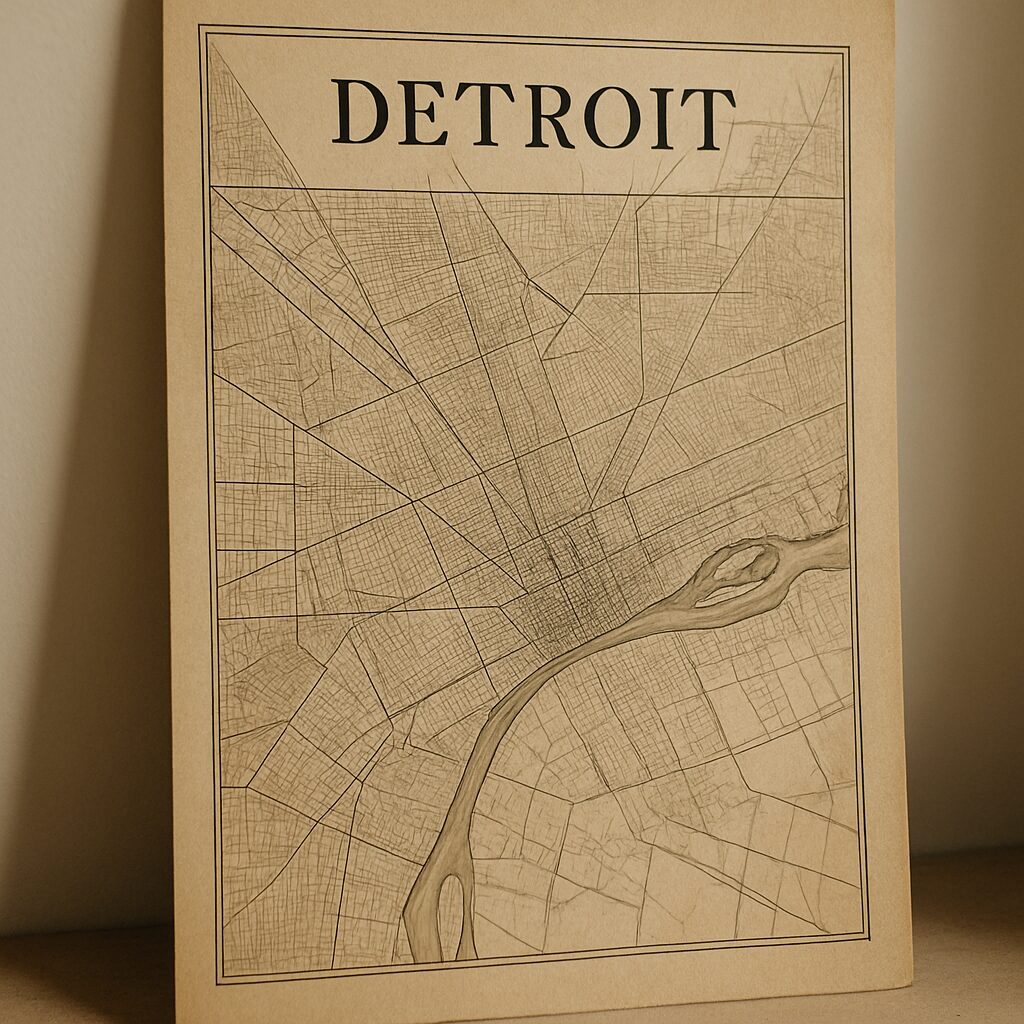 1886 Vintage Detroit Map Poster